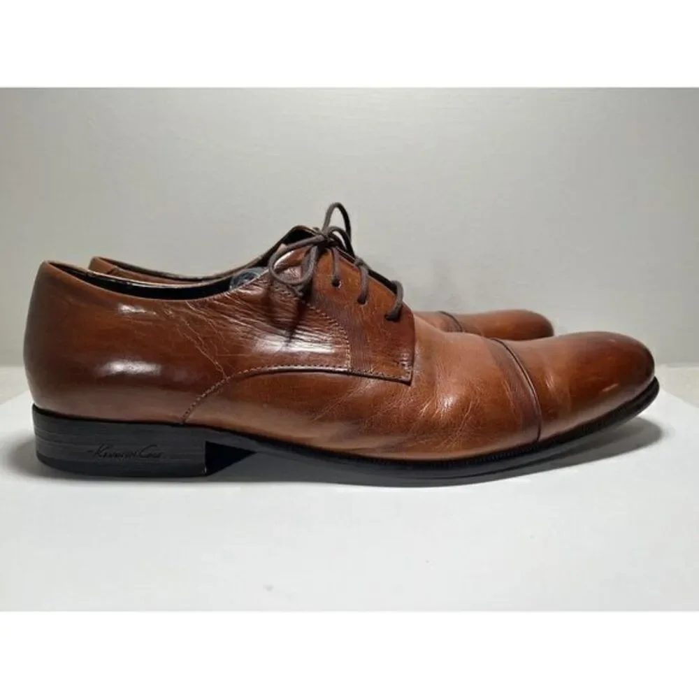 Kenneth Cole New York Men's Army Chief Li Cap‎ Toe Oxfords Cognac Shoes 10M